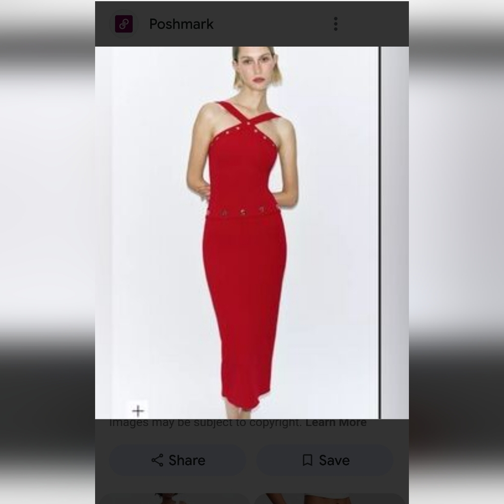 Zara Two Piece Red Bodycon Set | Strappy Bodysuit + Pencil Skirt - Picture 4 of 16